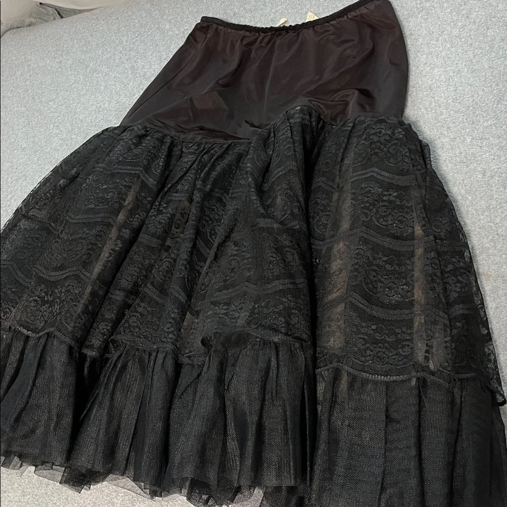 Vintage Hoops Slip Skirt Small Black Lace Tulle Whimsigoth Lolita Kawaii Cosplay